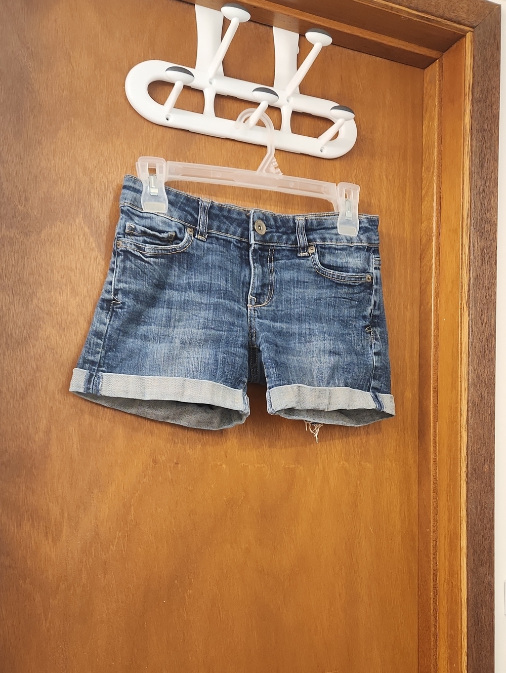 Aeropostale Women's Rolled Hem Denim Shorts - Blue